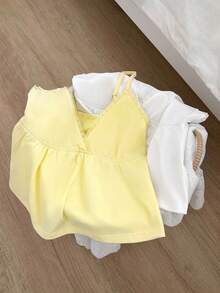 CovetEZ 大码女装两件套纯色蕾丝荷叶边吊带背心 - 彩色 - 查看 6