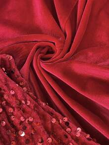 EMERY ROSE 女士拼接圆领长袖上衣，秋季可爱红色上衣，撞色亮片圣诞新年闪亮上衣，圣诞节 - 紅色 - 查看 10