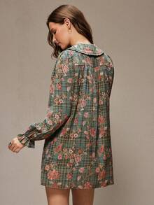 WESTFADE Váy suông chữ A ngắn tay, cổ bèo nhún họa tiết hoa, cài nút phía trước, mùa đông, phong cách Boho, trang phục miền Tây, ngày lễ, giáng sinh, đêm giao thừa, năm mới, nữ cao bồi Nashville, thường ngày, dễ thương - Nhiều màu - Xem 5