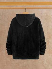 HIMLAND Black Fluffy Casual Loose Long Sleeve Hoodie For Men, Daily Wear - Black - View 2