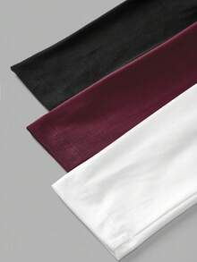 Tseoso Bộ 3 áo thun dài tay cổ tròn thường ngày cho nữ, 95% cotton, đen/đỏ tía/đỏ - Nhiều màu - Xem 11