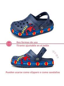 Sandalias chanclas luz LED de verano invierno niño comodos para deporte navidad y playa - Azul Marino - Ver 6
