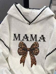 Resyla Áo hoodie nữ / Áo hoodie họa tiết da báo, nơ, in chữ / Áo hoodie thời trang đơn giản, thường ngày / Áo thời trang / Áo hoodie hoạt hình / Áo hoodie mùa đông cổ điển / Quà tặng cho mẹ / Áo hoodie cổ tròn dài tay rộng rãi cho mùa thu đông / Áo chui đầu mùa xuân cho nữ, Áo hoodie thời trang, Áo hoodie phối ren nhiều màu cho nữ, Áo dài tay, Áo hoodie mùa thu đông - Xám - Xem 3
