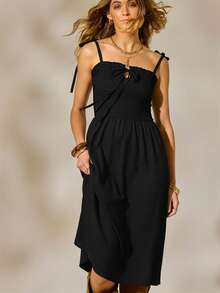 Aralina 夏秋冬西部格子褶皱迷你连衣裙乡村音乐会服装 - 黑色 - 查看 6