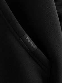 HIMLAND 男士针织时尚日常休闲宽松刺绣英文文字连帽衫，秋冬 - 黑色 - 查看 5