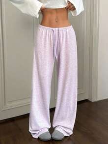 CovetEZ 柔软针织宽松休闲裤，秋冬 - 淡紫色 - 查看 7