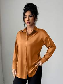 Mulvari 勃艮第红女士长袖衬衫 - 卡其色 - 查看 11