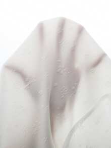 GlowEve 法式优雅宽松长袖衬衫，白色提花立领荷叶边上衣，百搭休闲女装外套 - 白色 - 查看 7