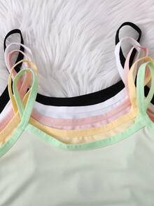 SHEIN 5件套少女简约舒适亲肤吊带背心，纯白色 - 彩色 - 查看 3