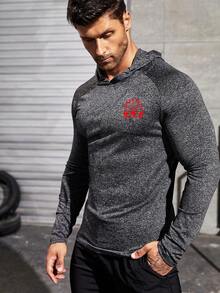 Gym Rark Áo nỉ trùm đầu in chữ Muscle Man dành cho nam - Màu xám đen - Xem 2