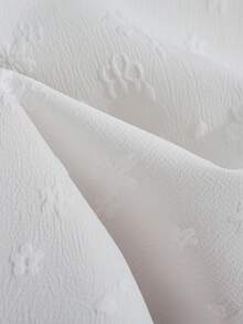 GlowEve 法式优雅宽松长袖衬衫，白色提花立领荷叶边上衣，百搭休闲女装外套 - 白色 - 查看 6