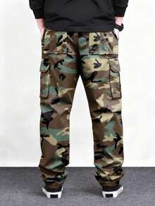 Manfinity Homme 男士前抽绳口袋迷彩简约休闲裤，适合日常穿着，秋季 - 彩色 - 查看 2