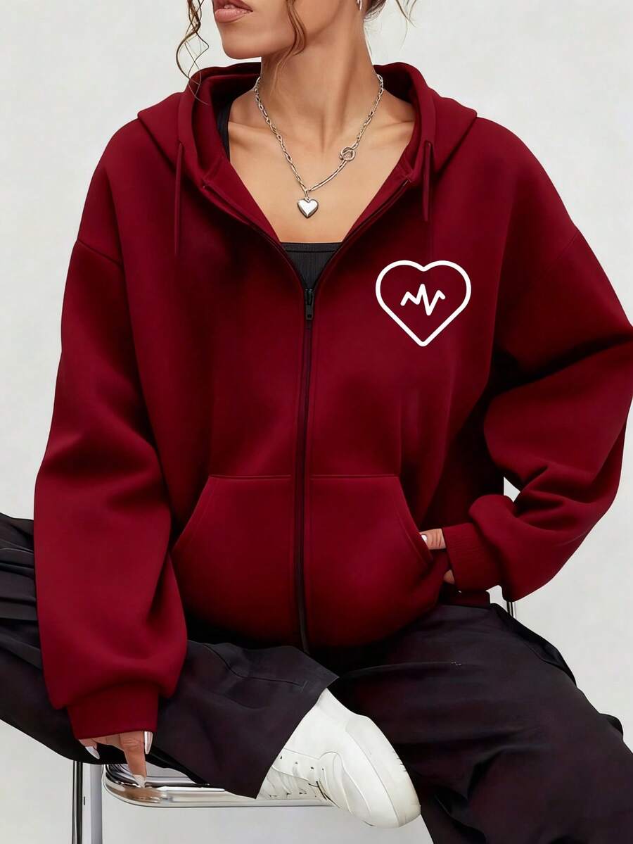 Women Sweatshirts - Burgundy - View 1