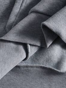 PAVTROS 男士休闲时尚街头风连帽卫衣，带字母刺绣、袋鼠口袋和保暖内衬，搭配星形图案抽绳阔腿运动裤套装，秋冬款 - 灰色 - 查看 9