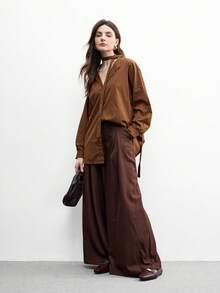 CUCCOO BIZCHIC 女士方头平底咖啡色金属扣一脚蹬平底鞋，舒适休闲玛丽珍鞋，适合正装 - 咖啡棕 - 查看 8