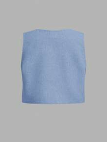 3 件套年轻男孩绅士装：卡其色背心、松紧腰裤、领结和长袖衬衫套装，春夏 - 藍色 - 查看 7