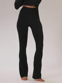 Musera Sport Sport Brushed Fitted Flared Yoga Pants Autumn Fall Winter Active Sport Gym Workout Lounge - Black - View 3