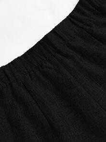 Ellevyn Women's Solid Color Pleated Wide Leg Loose Casual Office Pants - Black - View 4