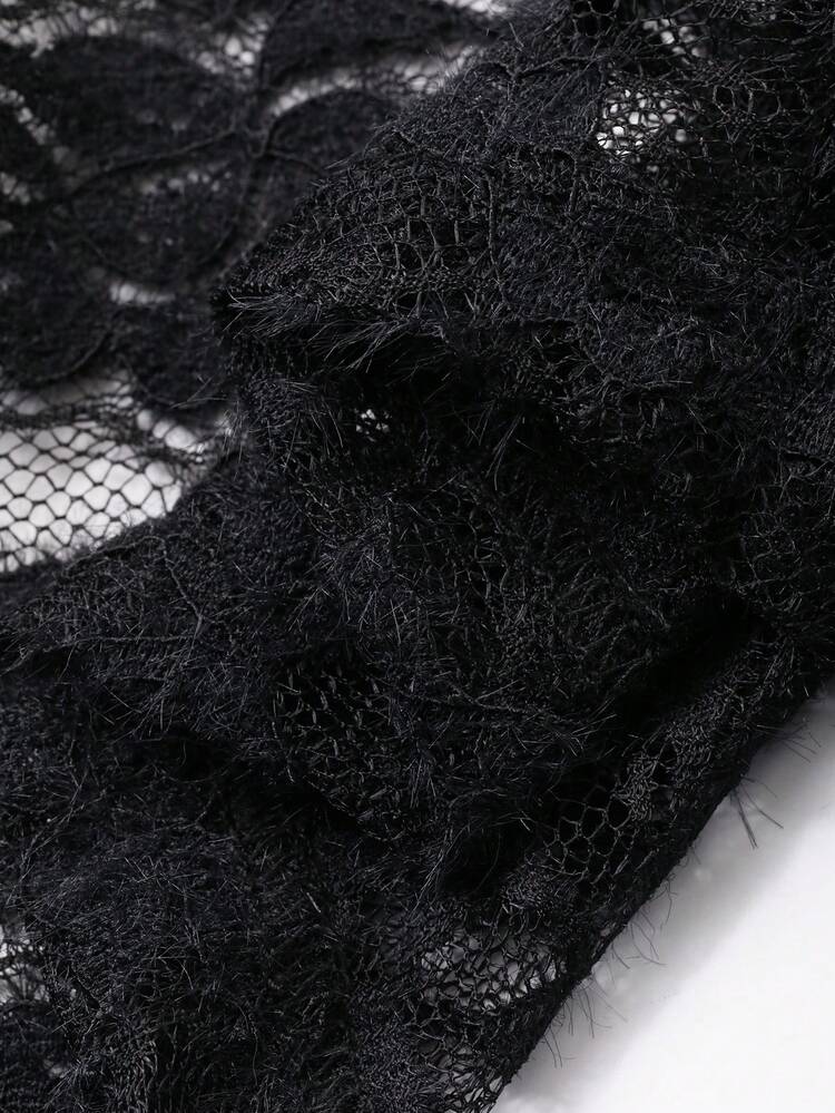Women's Floral Lace Patchwork V-Neck Short Cardigan With Flared Sleeves, Elegant For Banquet, Wedding, Party, New Year, Christmas, Suitable For Autumn, Spring, Summer Y2k