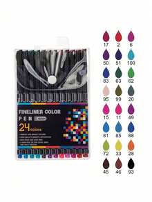 12/24/36/48pcs Colored Painting Set Include Outlining Pens, Marking Pens, Drawing Pens, Art Supplies, Fineliner Pens, Diary/Planner Pens, Fine Line Pens For Writing Notes, Calendar/Agenda Coloring, 0.4mm Felt Tip Fine Line Pens In Vibrant Colors, Ideal For Adult Coloring, Writing, Drawing, Teachers And Students, Christmas Gifts, Back To School - Multicolor - View 15