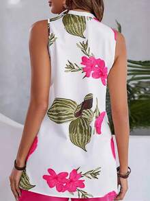 EMERY ROSE 2 件套花卉印花无袖上衣和短裤，度假/休闲装