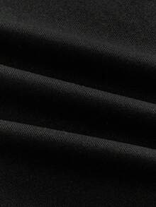 Manfinity NXTstreet Camiseta de manga corta casual de verano para hombres con gráfico de letras y números - Negro - Ver 5