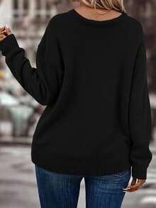 "Suéter de Punto con Cuello V y Collarin - Cómodo, Elegante y Versátil para Estilo Cotidiano" - Negro - Ver 2