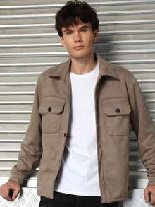 Logeqi® Hombres Chaqueta Casual Formal con 5 bolsos cortavientos de Color Cafe, Marrón, Blanco de hombre - Marrón - Ver 10