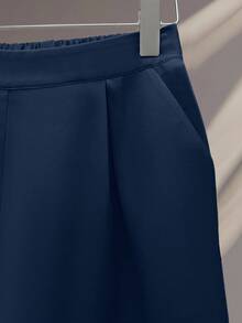 GlowEve 两件套：独特串珠长袖上衣和中长裙，优雅秋冬风格 - 寶藍色 - 查看 5