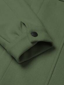 Manfinity Homme Men Long Sleeve Button Front Flap Pocket Overcoat , Fall Winter - Army Green - View 5