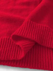 Elenzga Christmas Plus Size Sequin Bow Decor Crew Neck Casual Pullover Sweater, Red, Autumn/Winter - Red - View 7