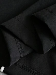 PAVTROS 男士翻领拉链半开襟时尚百搭通勤短袖衬衫，复古，个性化，度假，男士，派对，Y2K，夏季，节日，新年，搜索 - 黑色 - 查看 5