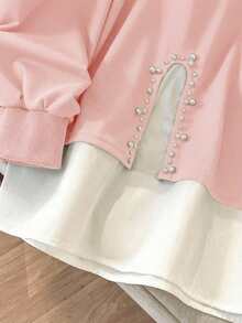 Lacomfia 1 st svart långärmad tröja för kvinnor, moderiktig topp med nitar - Rosa - Visa 6