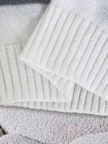 EMERY ROSE Suéter de bloques de color con hombros caídos, tops de manga larga - Multicolor - Ver 6