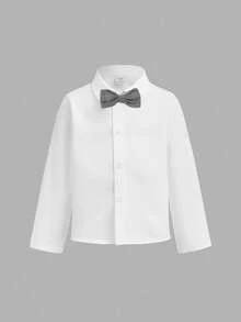 3 件套年轻男孩绅士装：卡其色背心、松紧腰裤、领结和长袖衬衫套装，春夏 - 藍色 - 查看 5