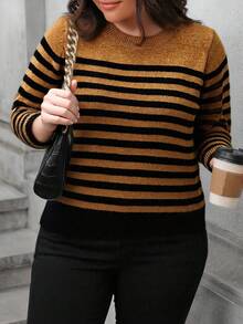 EMERY ROSE 多功能简约通勤加大码套头毛衣 - 卡其色 - 查看 1