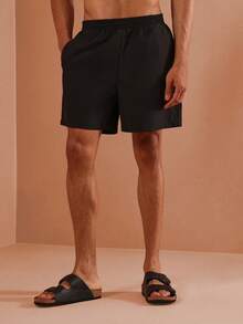 SUMWON 沙滩泳裤运动泳池短裤度假休闲沙滩短裤轻薄夏季沙滩装冲浪运动休闲水上运动 - 黑色 - 查看 1