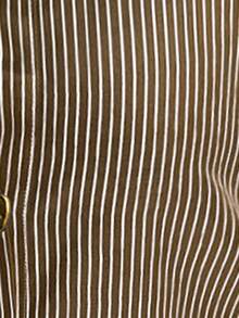 Elaquor 新款秋季大码休闲简约百搭金属扣条纹宽松女式衬衫，纽扣开襟，休闲女装 - 咖啡棕 - 查看 7