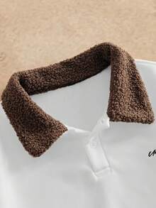 HIMLAND 男士针织休闲宽松长袖套头衫，时尚街头潮流秋冬字母刺绣撞色领口卫衣，适合送给朋友、丈夫、男朋友的礼物