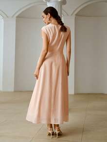 ZEYLAH Đầm xếp ly eo, cổ lệch, lãng mạn cho ngày Valentine, mùa xuân/hè. - Màu Hồng baby - Xem 3