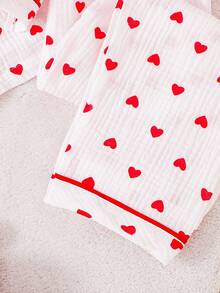Bộ đồ ngủ 2 món tay dài họa tiết trái tim đơn giản, hai lớp, nhún bèo thoải mái dành cho bé gái - trắng - Xem 9