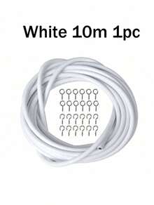 Coated Curtain Wire Rope - 2/5/10/30M Break-Resistant Tie Back Cord With Hooks, Durable Steel Cable For Shower & Window Drapery - White - View 12
