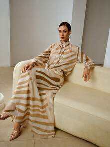 ZEYLAH 轻盈长款几何条纹印花半身裙，春夏款 - 彩色 - 查看 6