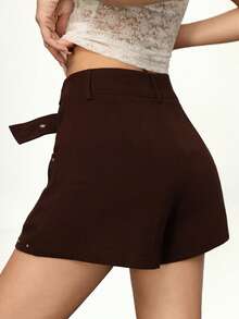 Rina Fox Short vintage minimaliste avec rivets pour femmes