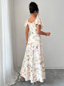 Elenzga Ruffle Hem A-Line Ditsy Floral Elegant French Dress - Multicolor - View 2