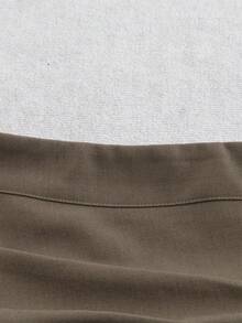 Sweetra Petite 娇小女款休闲百搭A字迷你裙，浅灰色 - 卡其色 - 查看 3