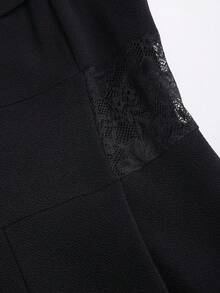 Sweetra 无袖连体裤，撞色蕾丝，直筒裤型，宽松版型，春秋季时尚新款。 - 黑色 - 查看 3