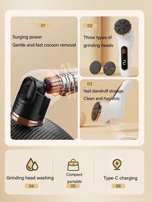 Teckwe 1台数码显示电动磨脚器，两档速度，可充电，适用于厚皮革抛光，1200mAh电池 - 彩色 - 查看 3