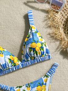 Swim Mod Women's Casual Vacation Beach Fruit Print Bikini Swimsuit 2 Pieces Set - Multicolor - View 4