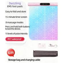 Teckwe 微电流足部按摩垫，卷轴式便携式足部理疗按摩垫，彩色按摩工具，促进血液循环，缓解疲劳，200mAh